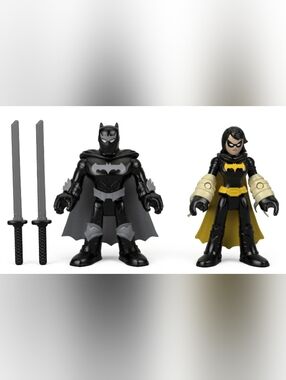 Fisher-Price Black, Gray & Yellow Batman and Batgirl Action Figure Set